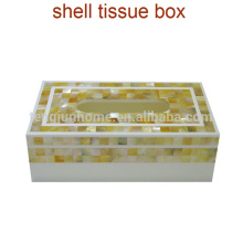 Dourado mãe de pérola shell tecido caixa retângulo pequeno caixa facial tecido